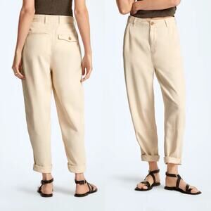 Everlane The Tencel Relaxed Chino Pants Parchment High Rise Women 14 NWT